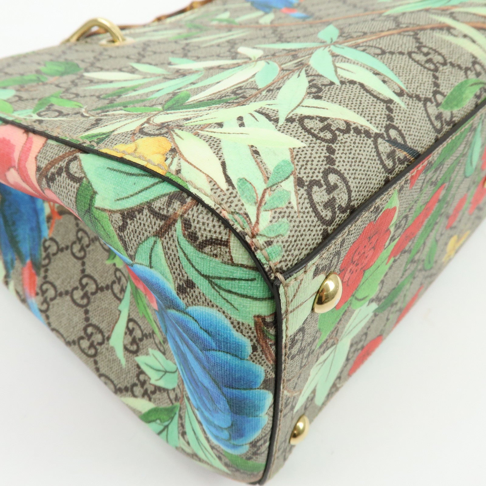 GUCCI Tian Bamboo Shopper Medium GG Supreme Leather 2WAY Bag 323660