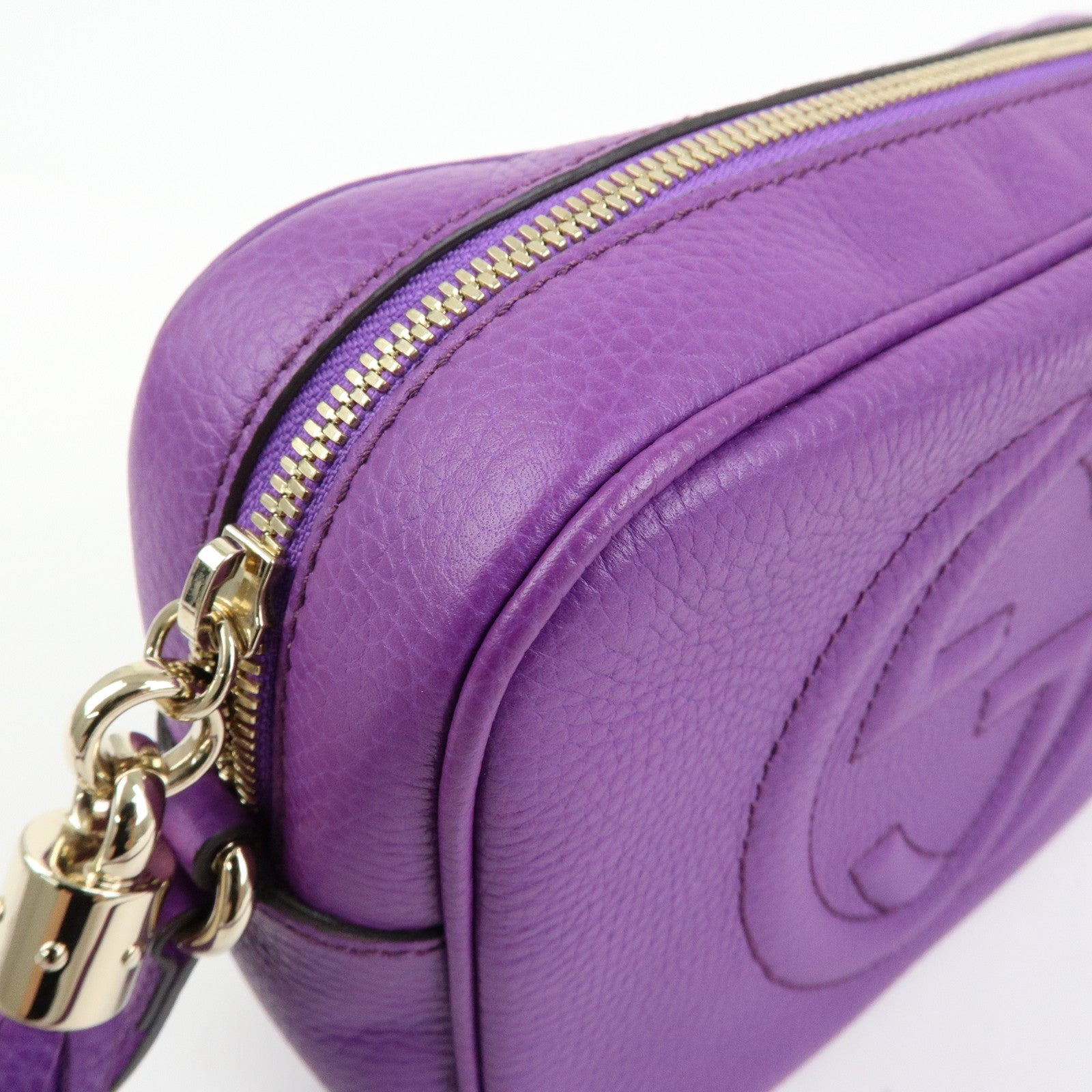 GUCCI SOHO Interlocking G Leahter Disco Bag Shoulder Bag Purple 308364