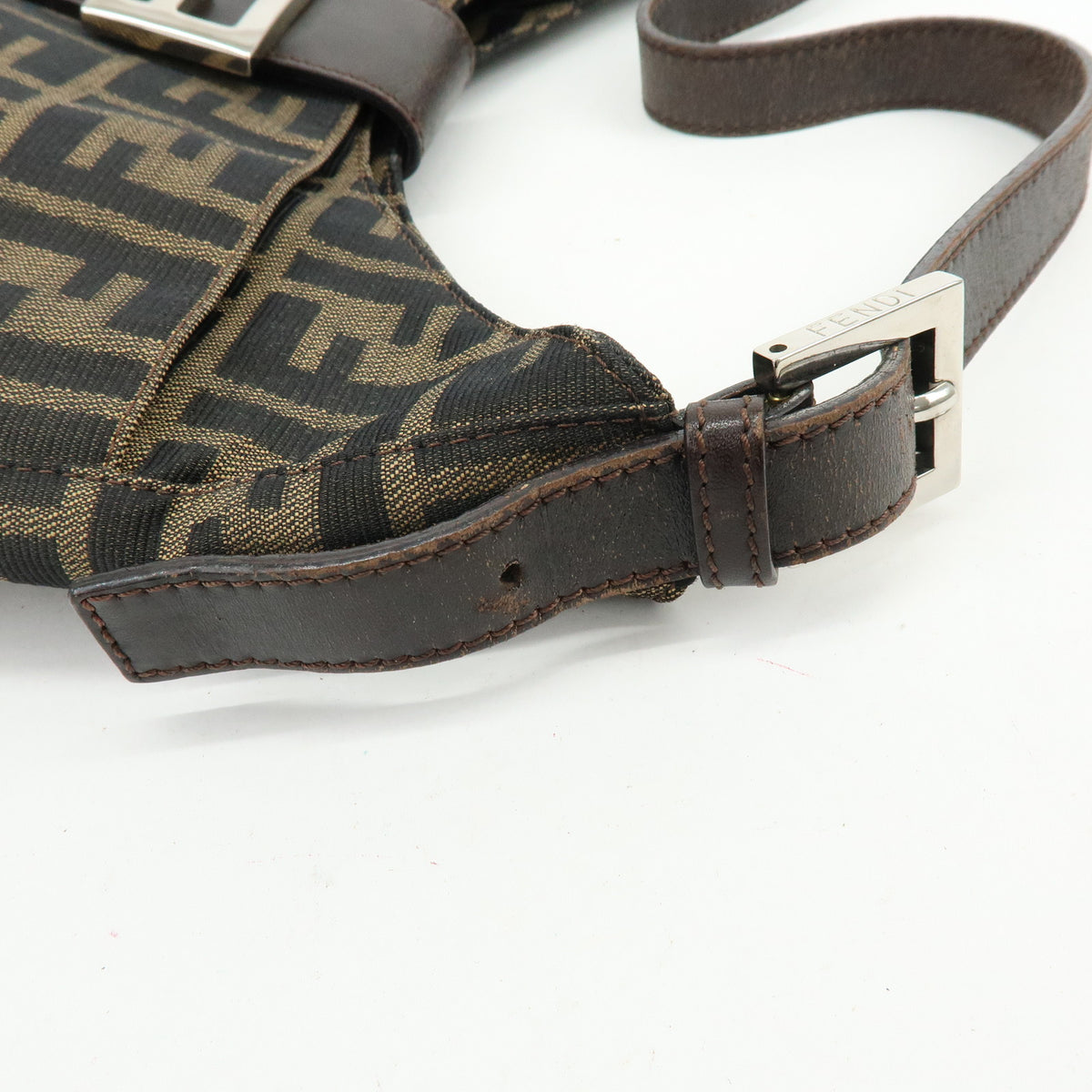 FENDI Zucca Canvas Leather Hand Bag Shoulder Bag Brown 26569