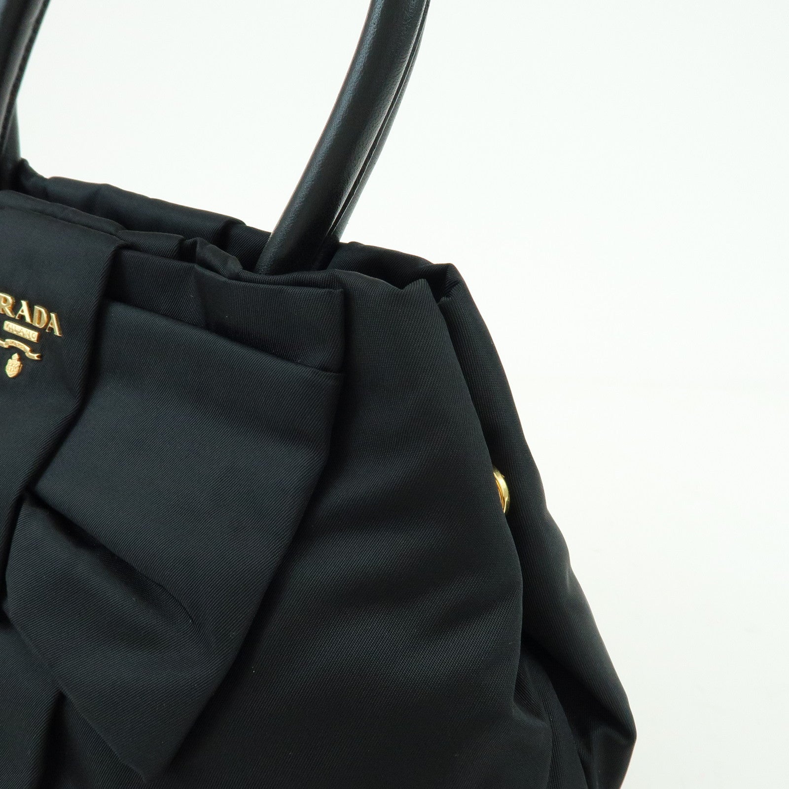 PRADA Nylon Leather Ribbon 2Way Bag Hand Bag Shoulder Bag Black