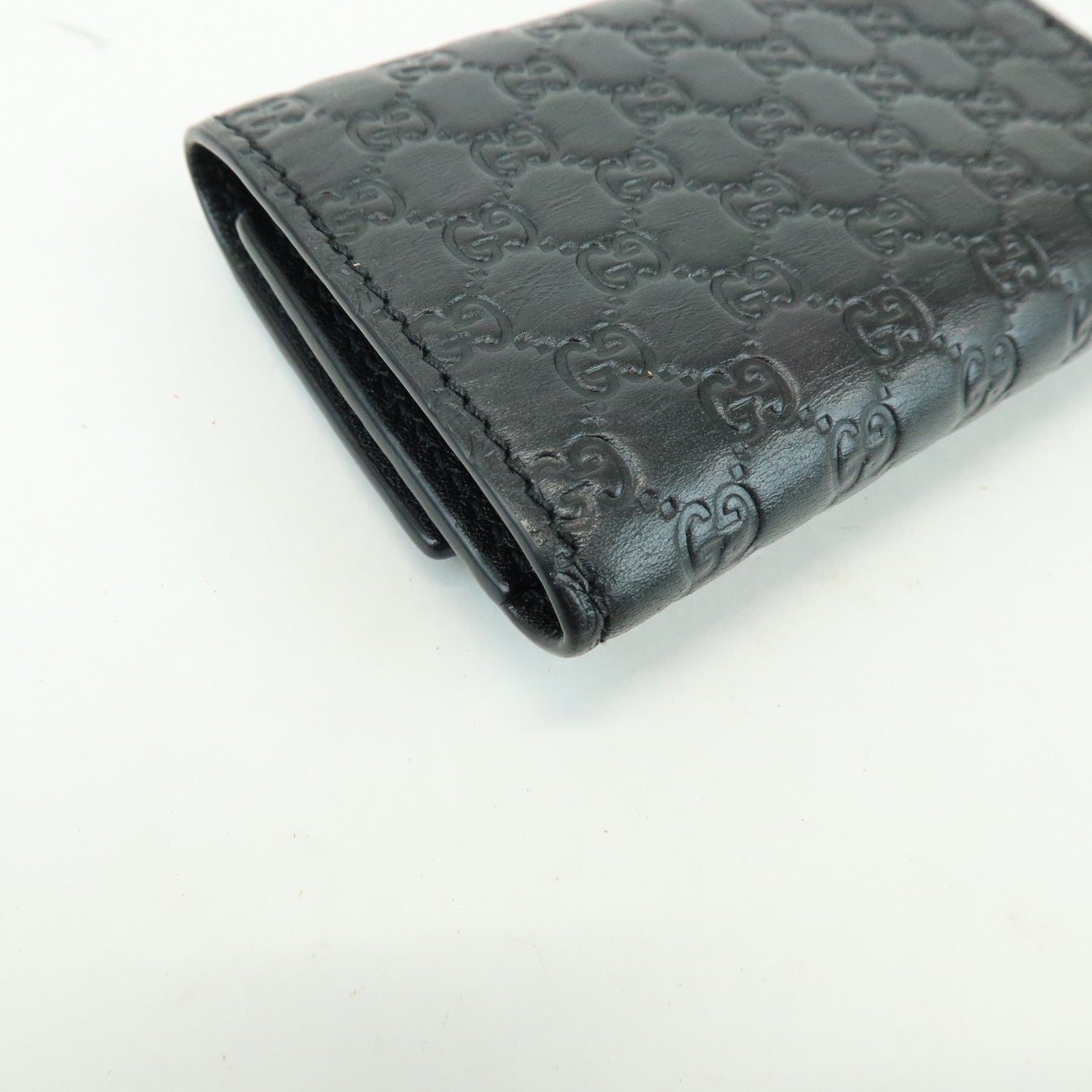 GUCCI Microguccissima Leather 6 Ring Key Case Key Holder Black