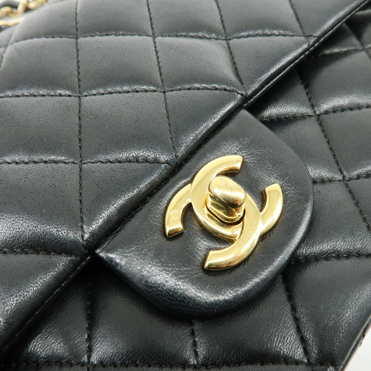CHANEL Matelasse 25 Double Flap Lamb Skin Chain Shoulder Bag A01112