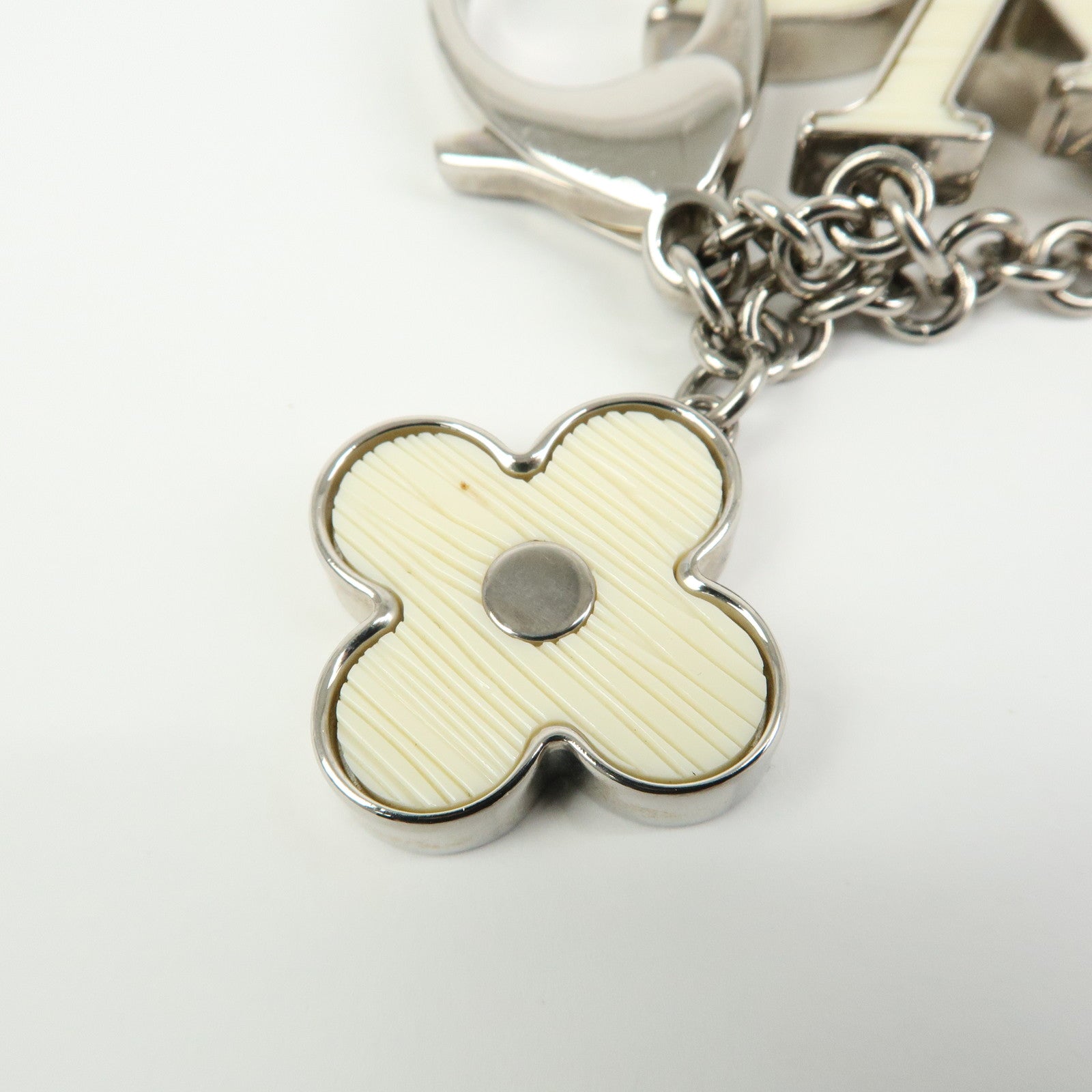 Louis Vuitton Bijoux Sac Fleur de Epi Bag Charm Silver White M65085