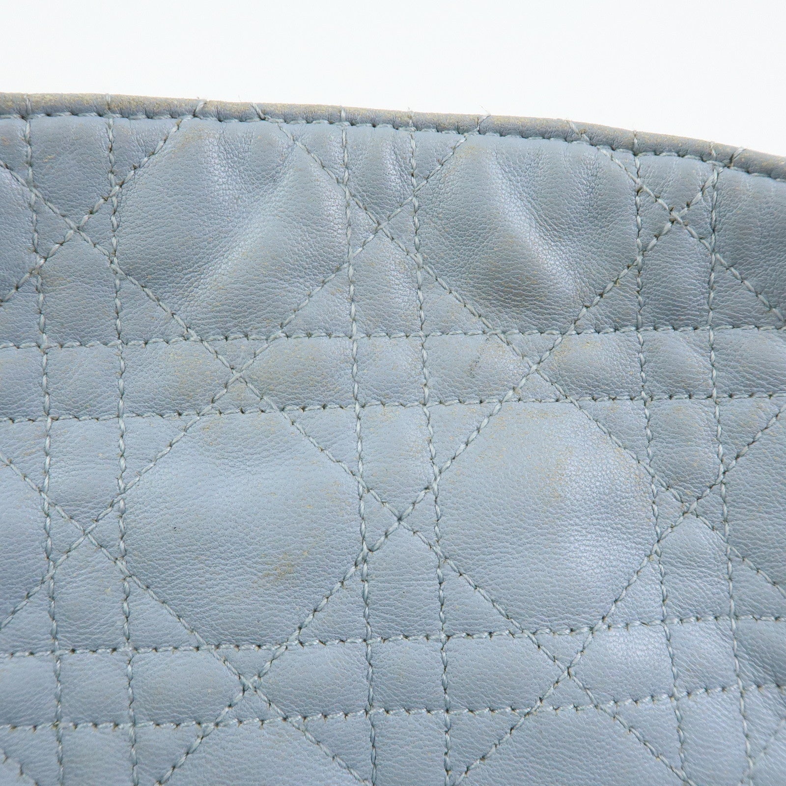 Christian Dior Lady Dior Cannage Lamb Skin Shoulder Bag Hand Bag Blue