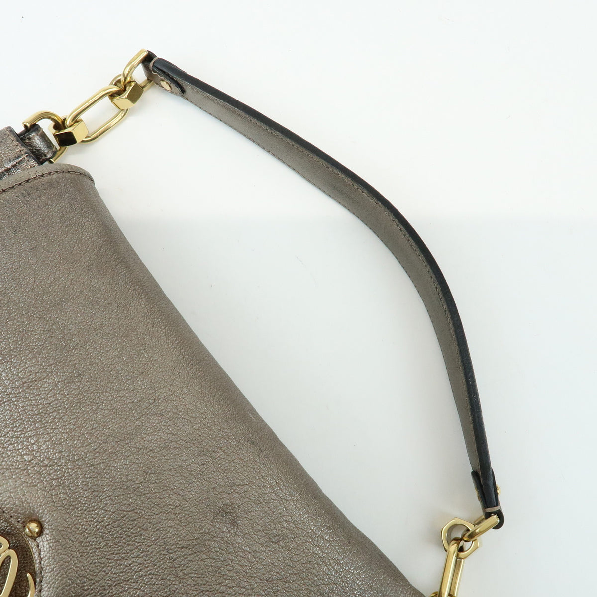 LOEWE Mya Anagram Leather Shoulder Bag Hand Bag Silver Gray