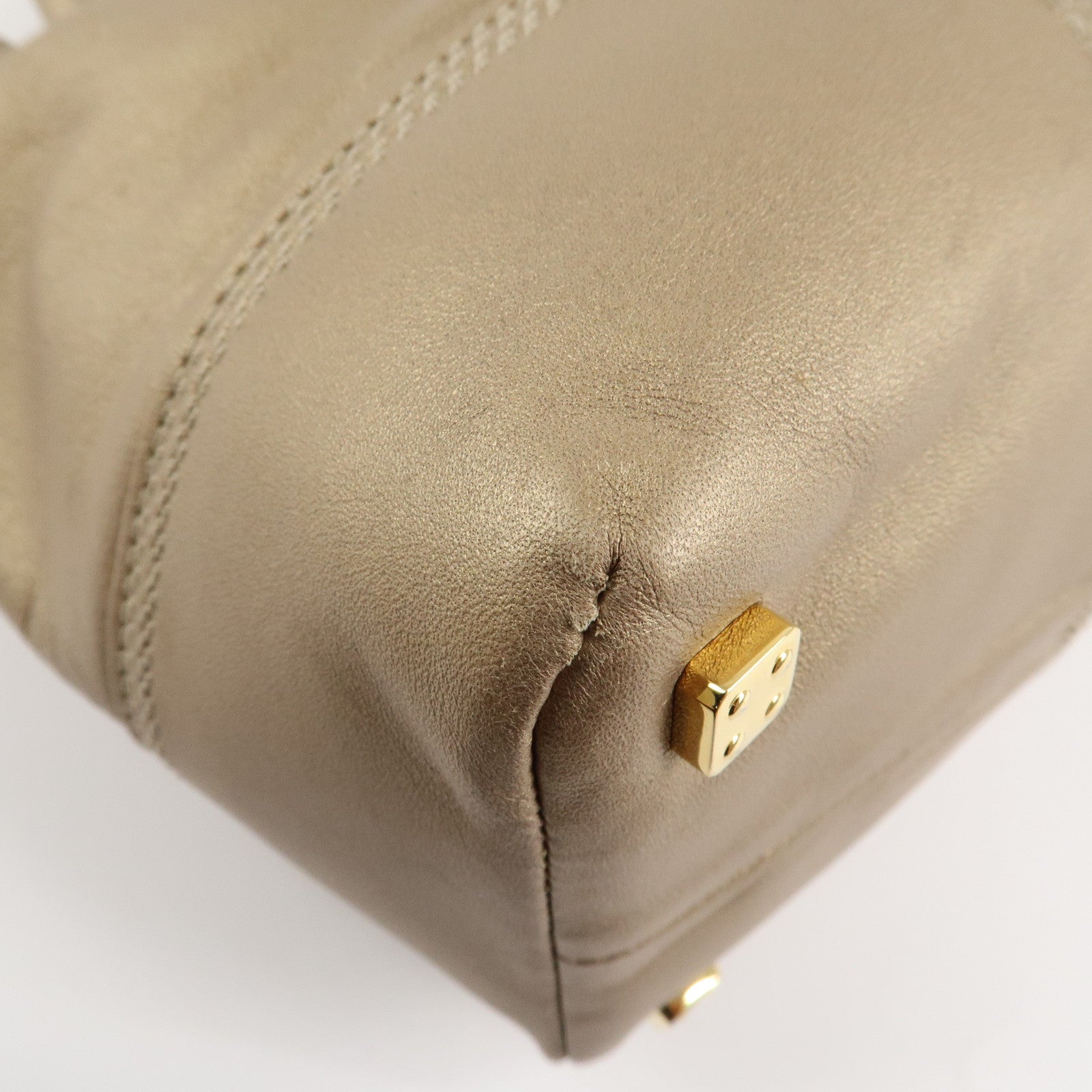LOEWE Amazona Anagram Leather Fusta Tote Bag Hand Bag Beige Used