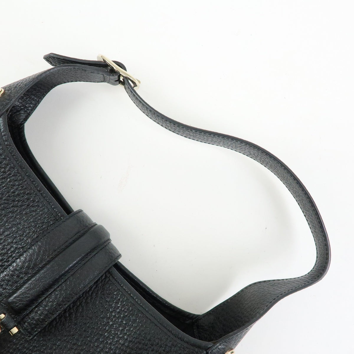 GUCCI Logo Leather Shoulder Bag Hand Bag Black 130779