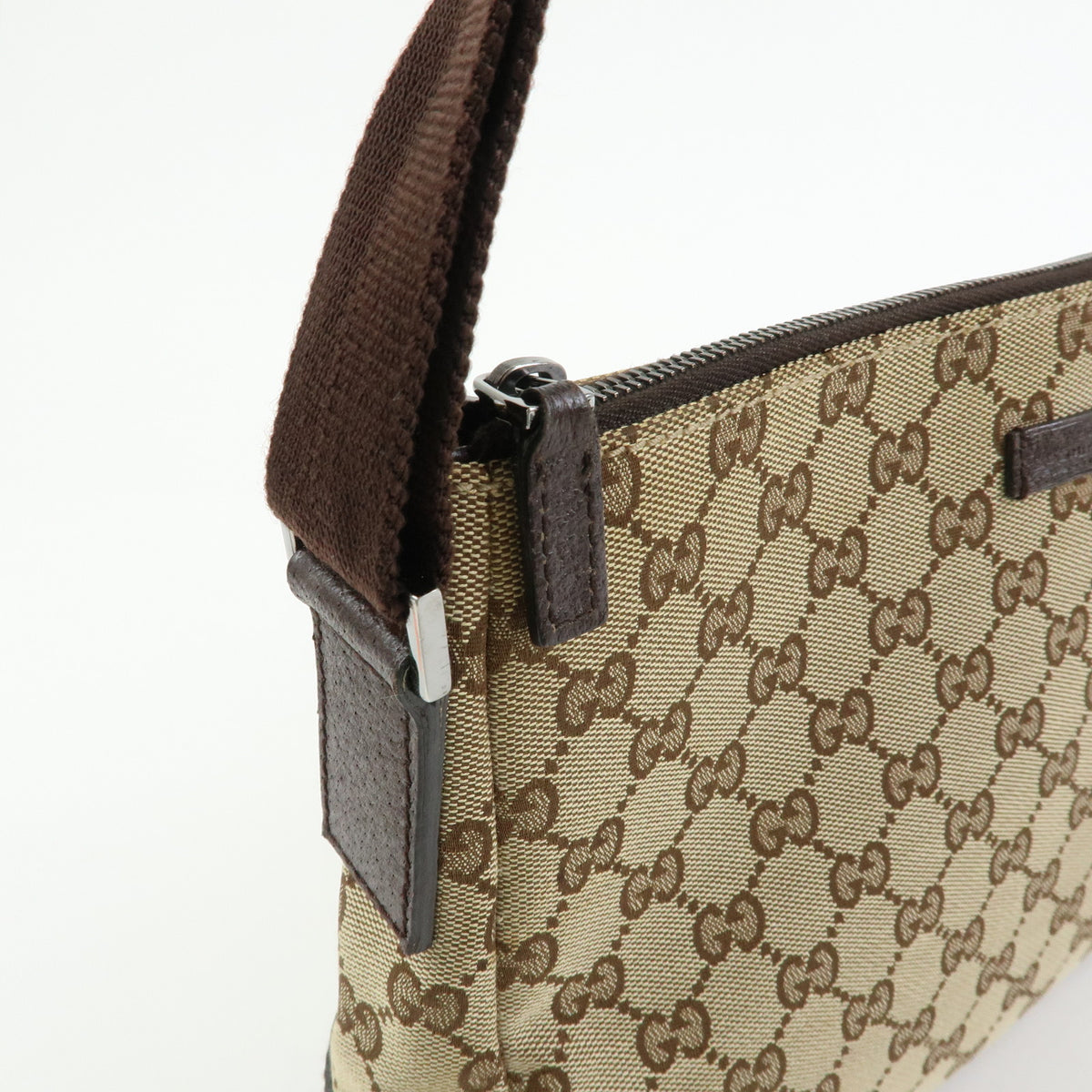 GUCCI GG Canvas Leather Shoulder Bag Crossbody Bag Beige Brown 114273