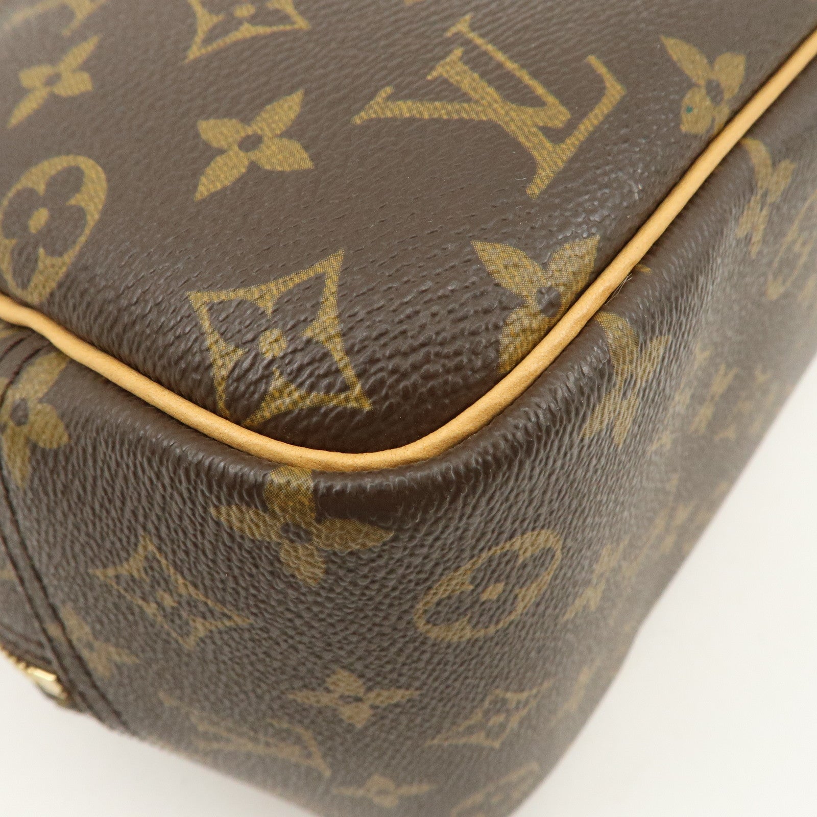 Louis Vuitton Monogram Deauville Hand Bag Brown M47270 Used