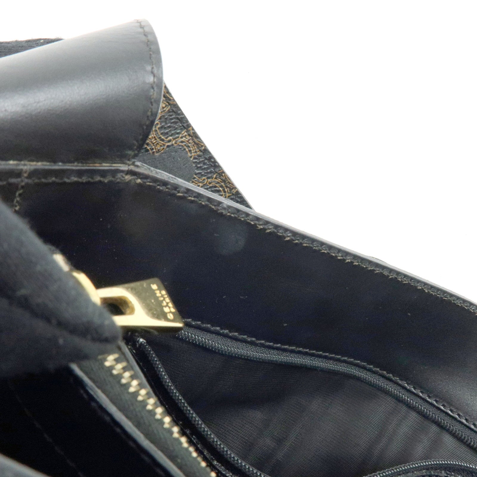 CELINE Macadam PVC Leather Shoulder Bag Hand Bag Black Brown