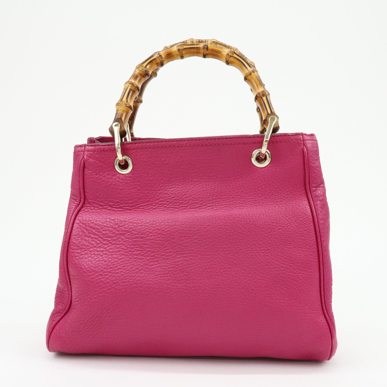 GUCCI Bamboo Shopper Small Leather 2Way Bag Hand Bag Pink 336032