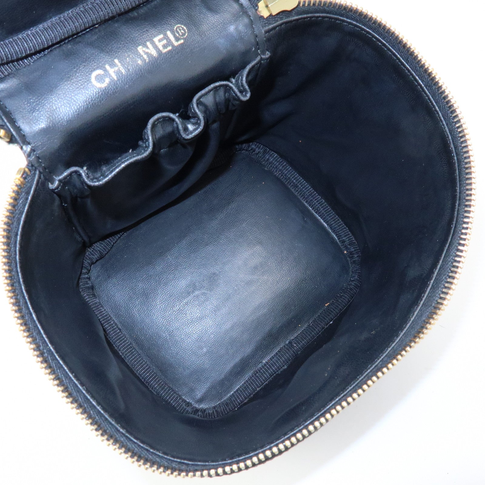 CHANEL COCO Mark Caviarskin Vanity Bag Cosmetic Bag Black A01998