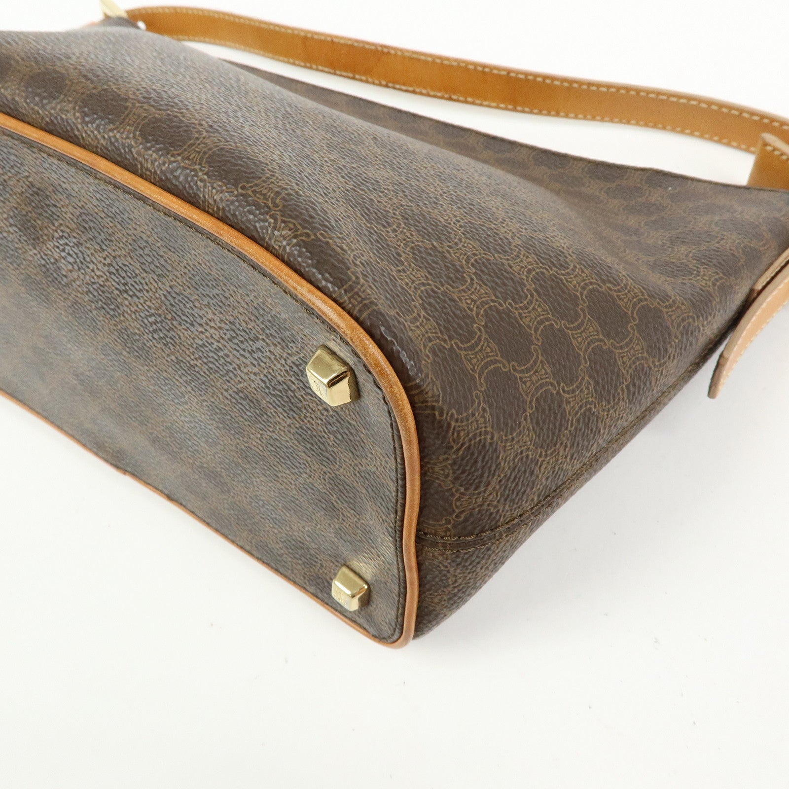 CELINE Macadam Leather Shoulder Bag Brown