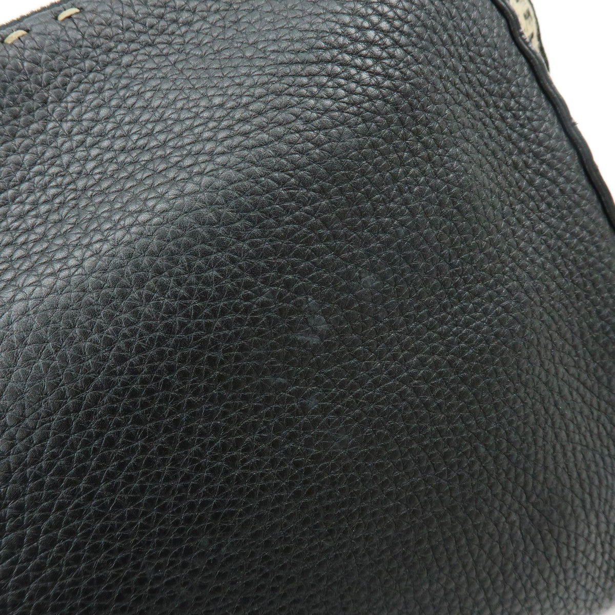 FENDI Selleria Leather Canvas Shoulder Bag Crossbody Bag Black 8BT092