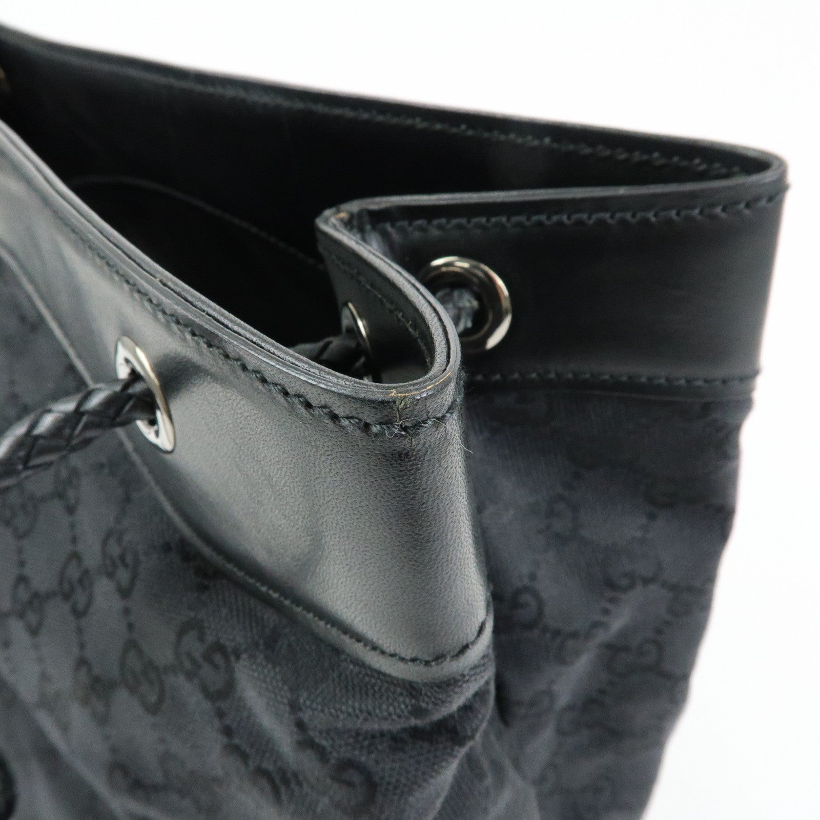 GUCCI GG Canvas Leather Shoulder Bag Tote Bag Black 109141
