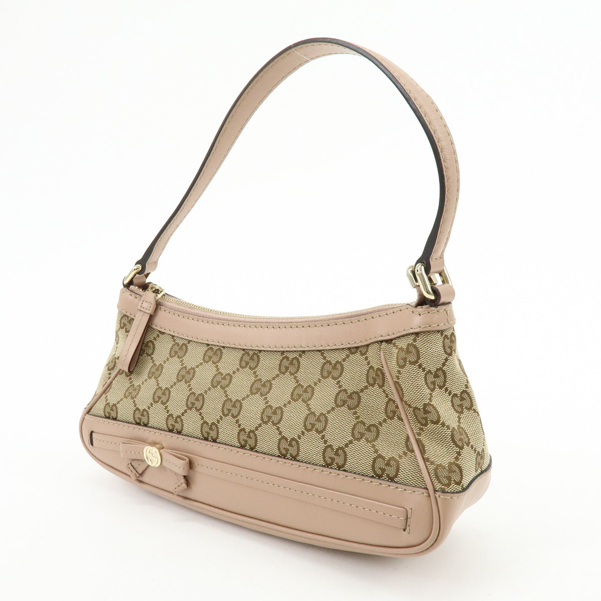 GUCCI Mayfair GG Canvas Leather Hand Bag Shoulder Bag Beige Pink 569893