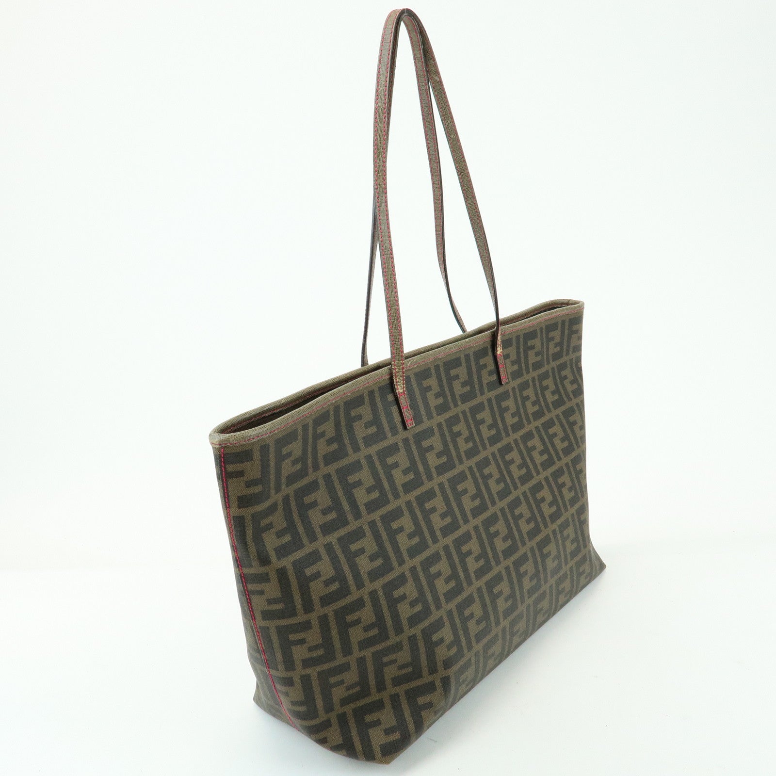 FENDI Zucca PVC Leather Tote Bag Shoulder Bag Hand Bag Brown 8BH185