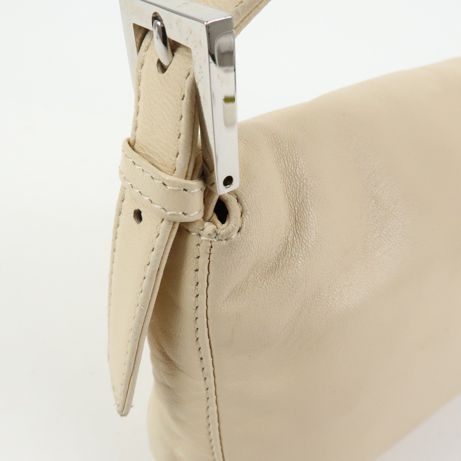 FENDI Mamma Baguette Nappa Leather Shoulder Bag Hand Bag Ivory