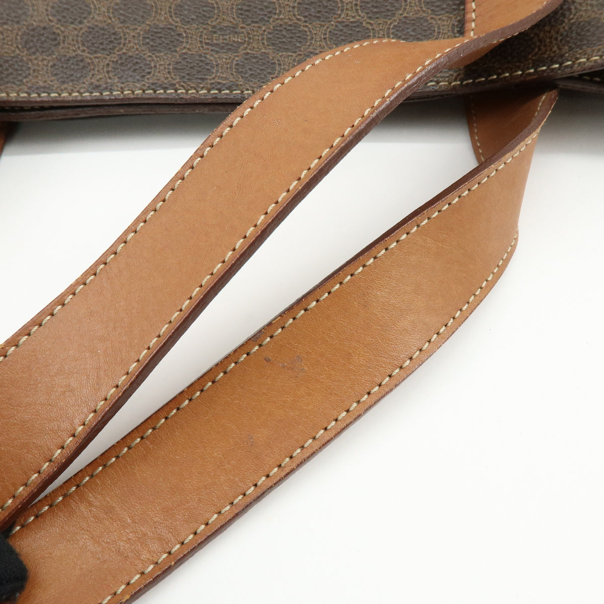 CELINE Macadam PVC Leather Shoulder Bag Hand Bag Brown