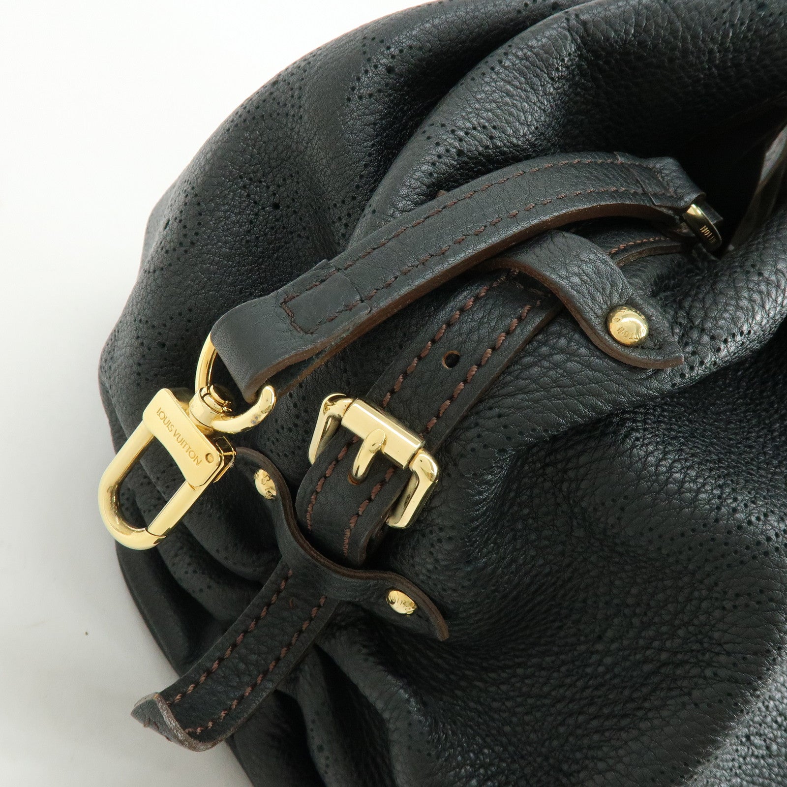 Louis Vuitton Monogram Mahina L Leather Shoulder Bag Noir Black M95765