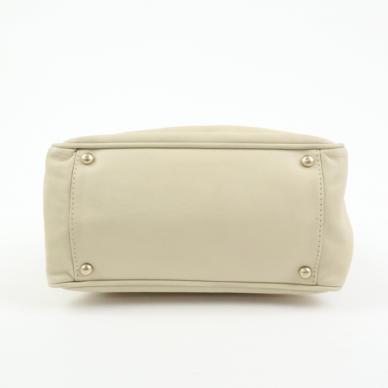 CHANEL Logo Camellia Leather Tote Bag Shoulder Bag Beige A20856