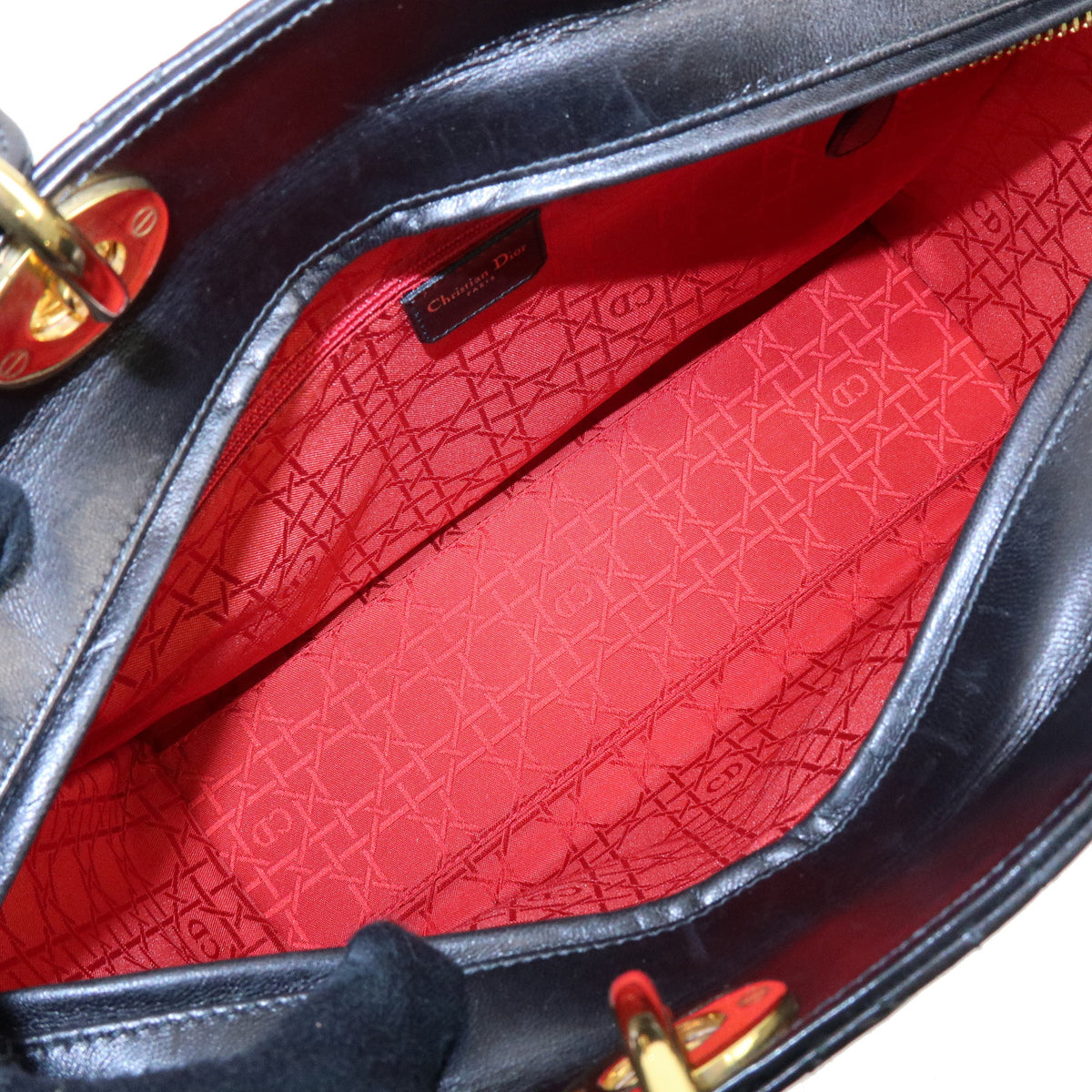 Christian Dior Lady Dior Cannage Leather 2Way Bag Hand Bag Black