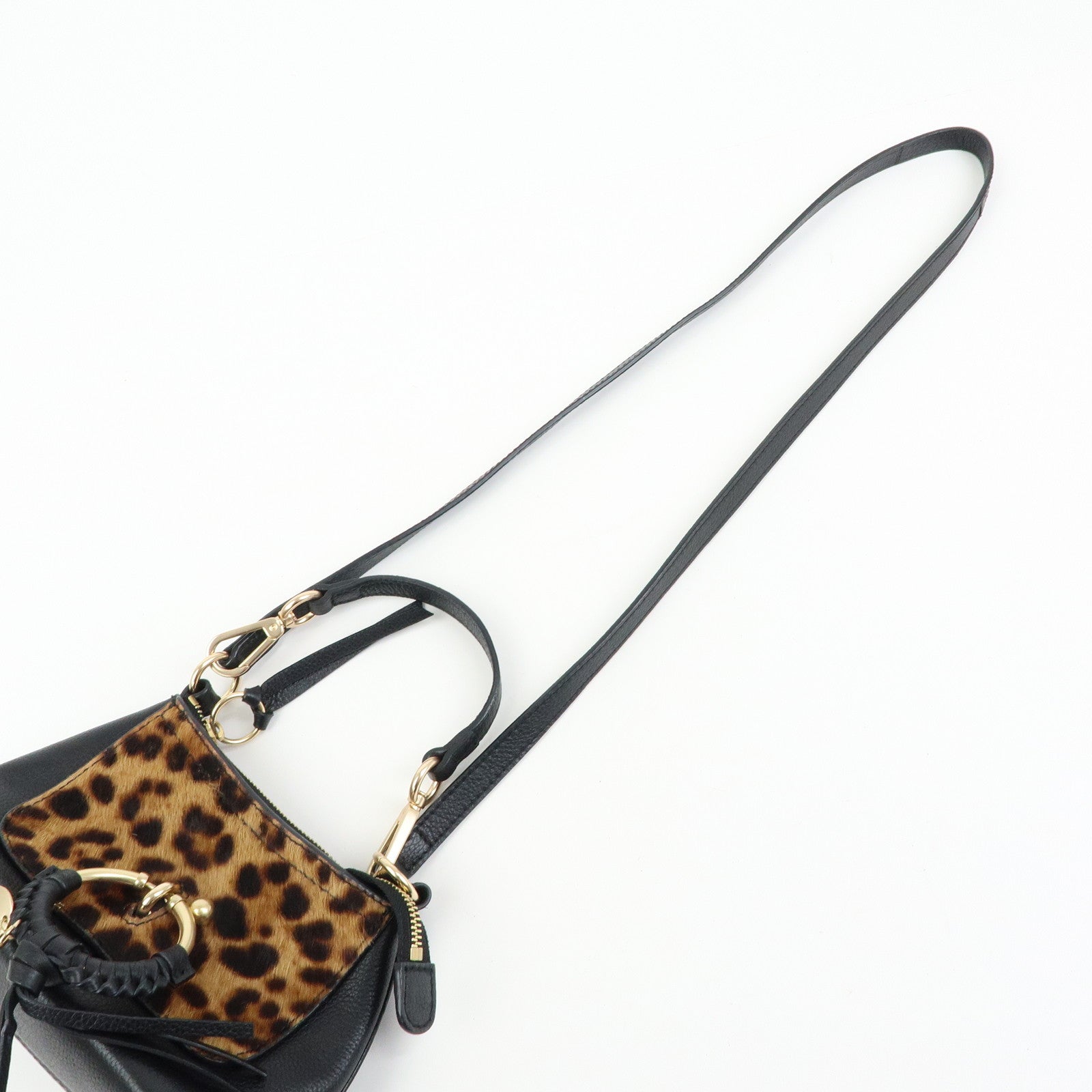 Chloe See By Chloe Joan Leather Unborn Calf 2Way Bag Leopard Black