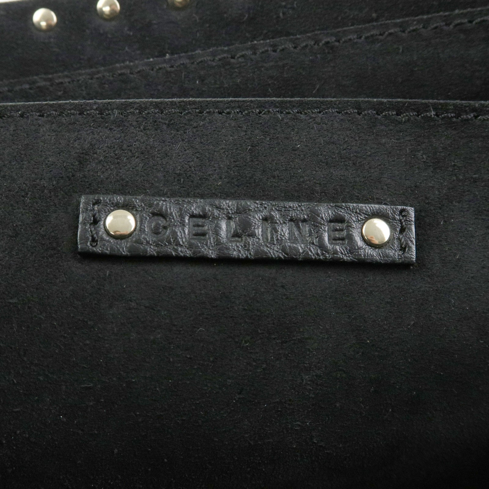 CELINE Boogie Bag Leather Hand Bag Tote Bag Studs Black