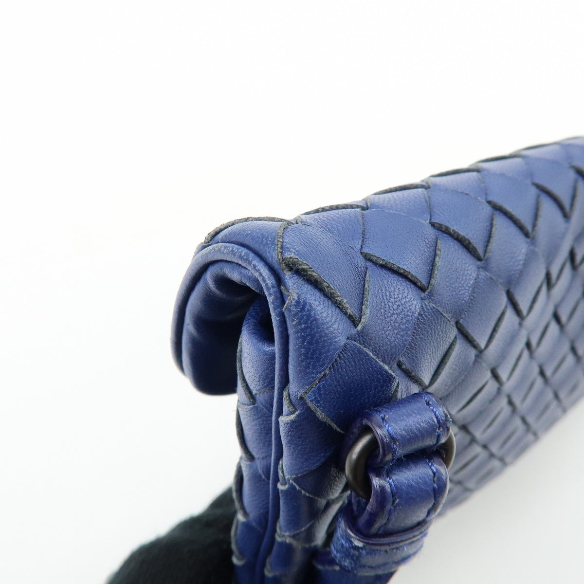 BOTTEGA VENETA Intrecciato Leather Shoulder Bag Crossbody Bag Blue