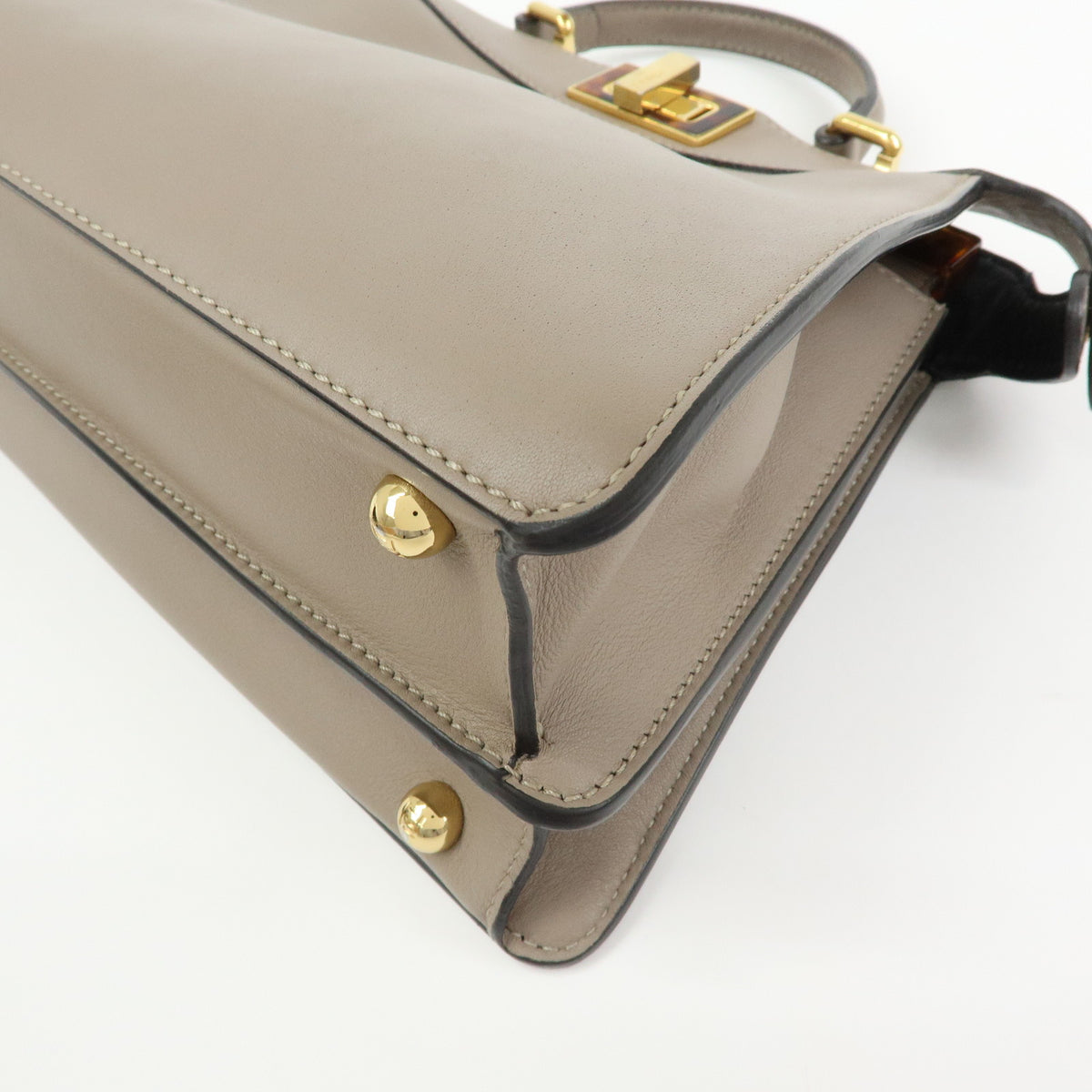 FENDI Peek a Boo ISeeU Small Leather 2Way Bag Hand Bag Greige 8BN327
