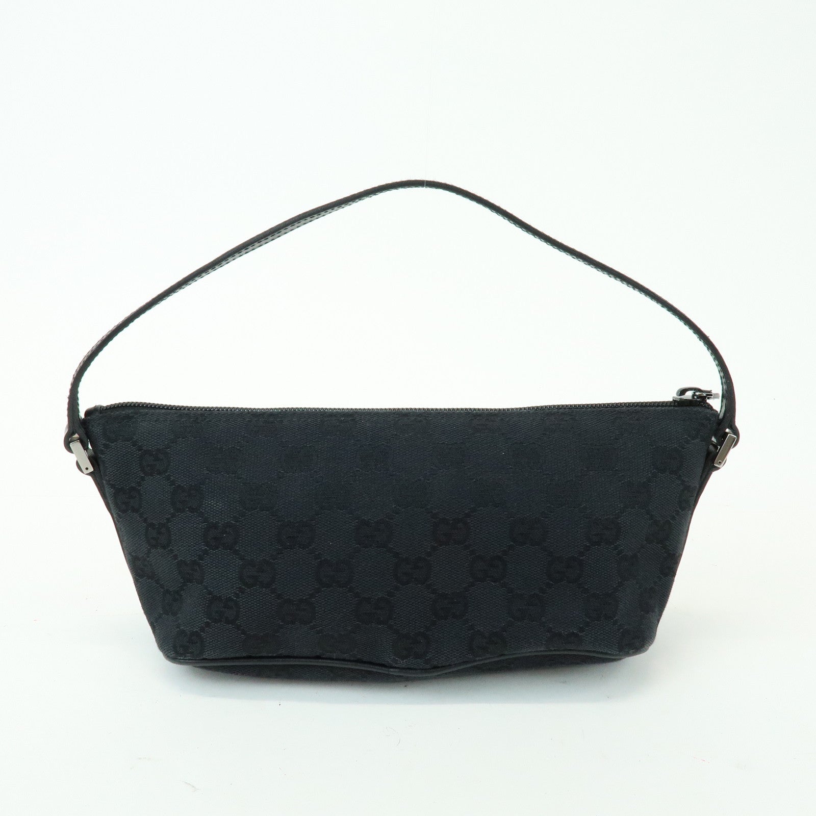 GUCCI Boat Bag GG Canvas Leather Accessory Pouch Hand Bag 07198