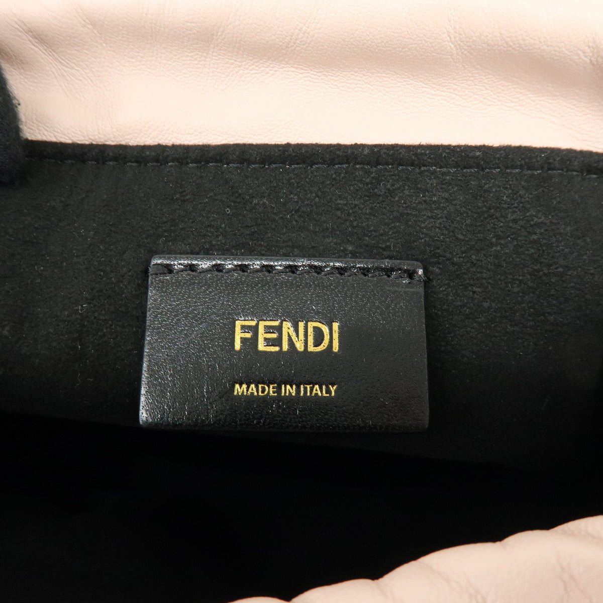 FENDI Logo Nappa Leather Drawstring Shoulder Bag Pouch Pink 8BT337
