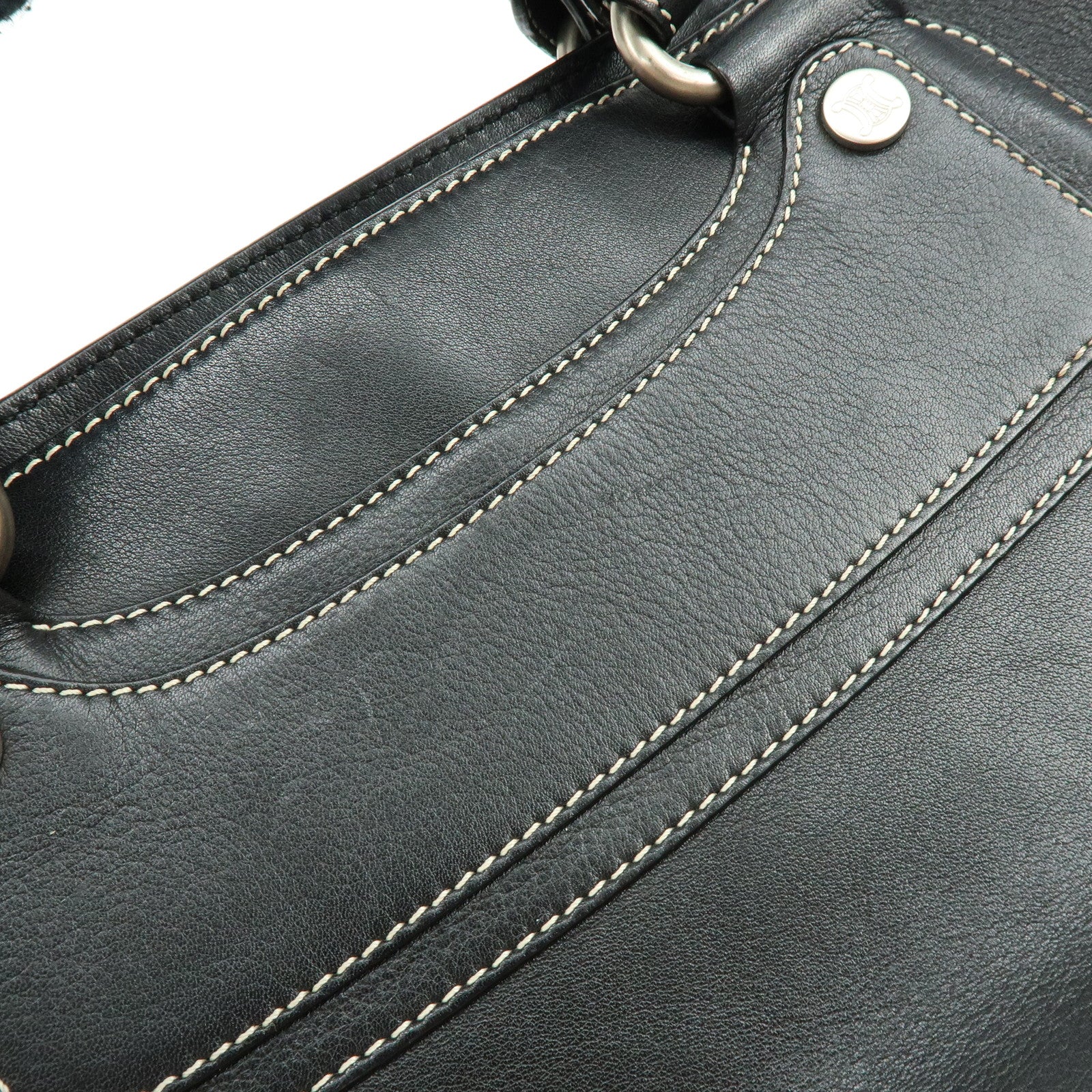 CELINE Boogie Bag Leather Hand Bag Tote Bag Black