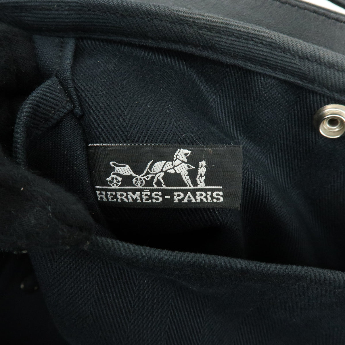 HERMES Valparaiso PM Canvas Leather Tote Bag Hand Bag Black