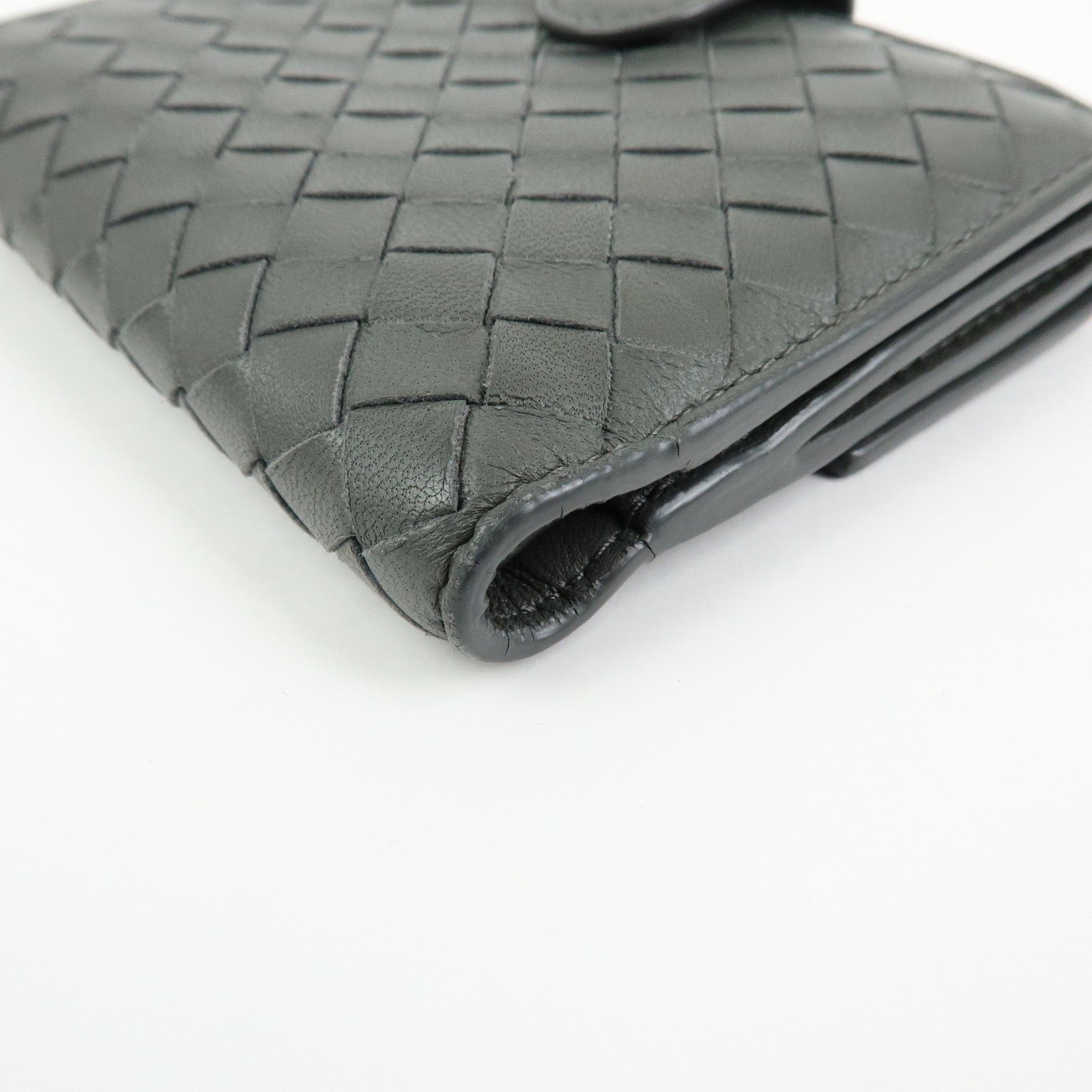 BOTTEGA VENETA Intrecciato Leather Compact Wallet Grey