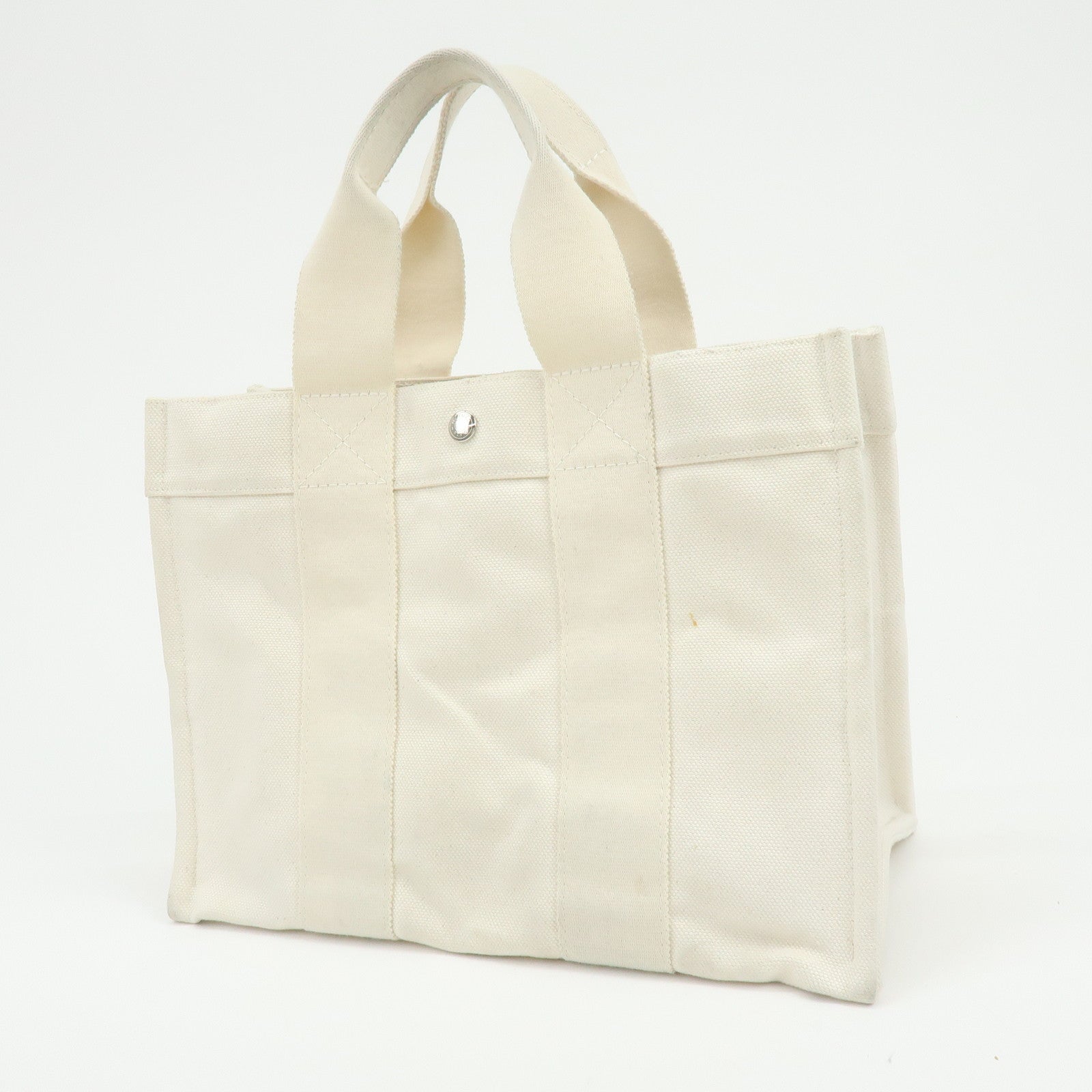 HERMES Bora Bora PM Canvas Tote Bag Hand Bag Ivory