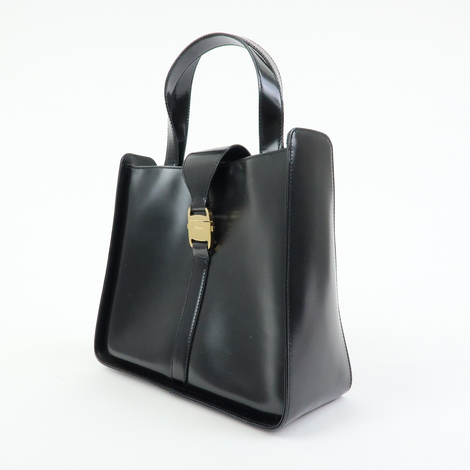 Ferragamo Vara Leather 2way Bag Hand Bag Black
