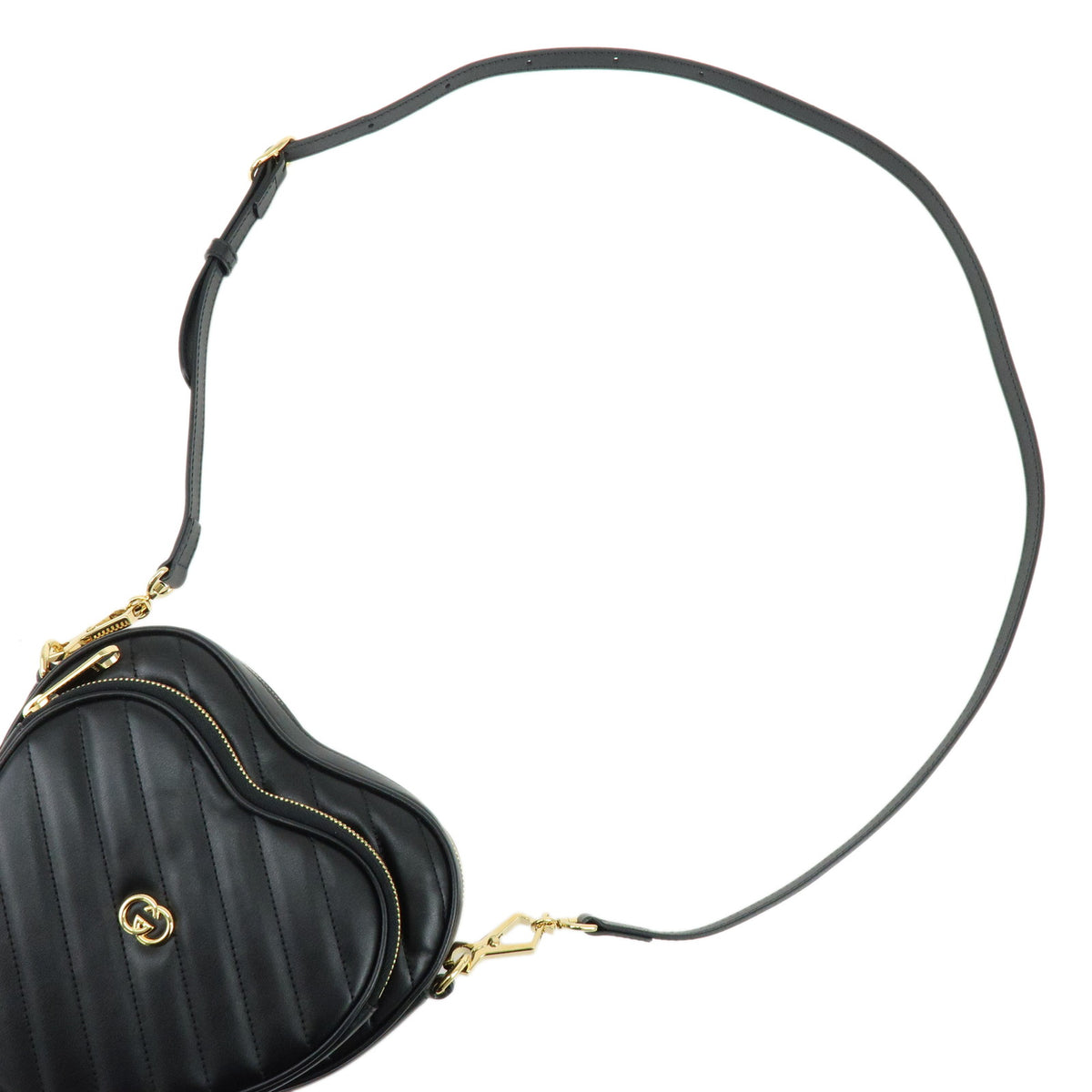 GUCCI Interlocking G Leather Shoulder Bag Crossbody Bag Black 751628