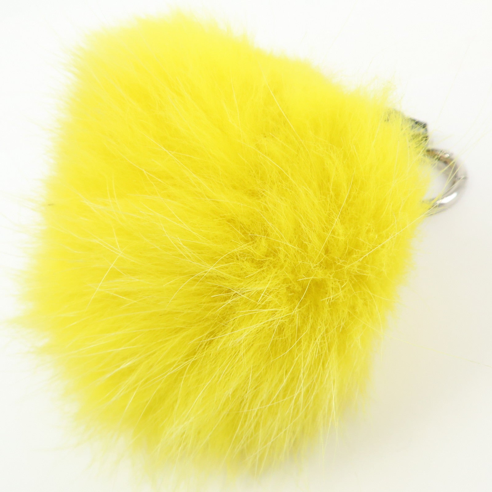 FENDI Monster Fur Leather Bag Charm Key Chain Yellow Black