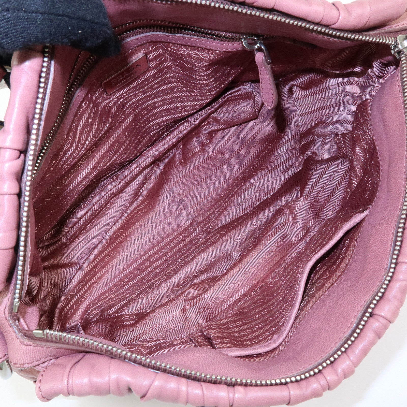 PRADA Logo Nappa Leather 2Way Bag Hand Bag Shoulder Bag Pink