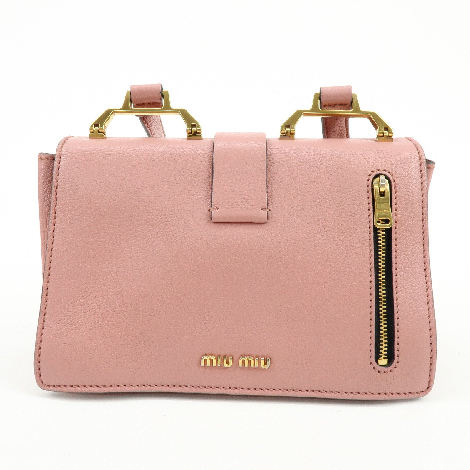 MIU MIU Madras Leather 2Way Bag Hand Bag Shoulder Bag Pink 5BH609