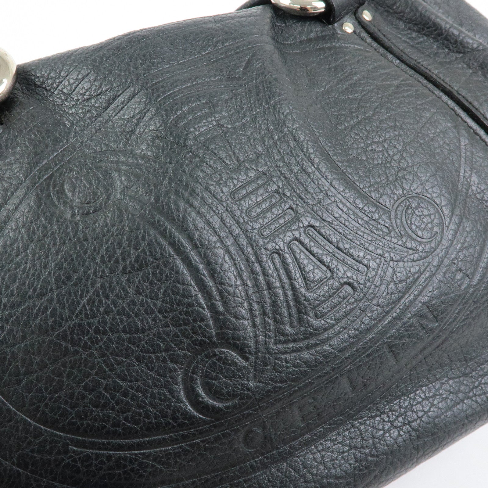 CELINE Macadam Leather Shoulder Bag Hand Bag Black