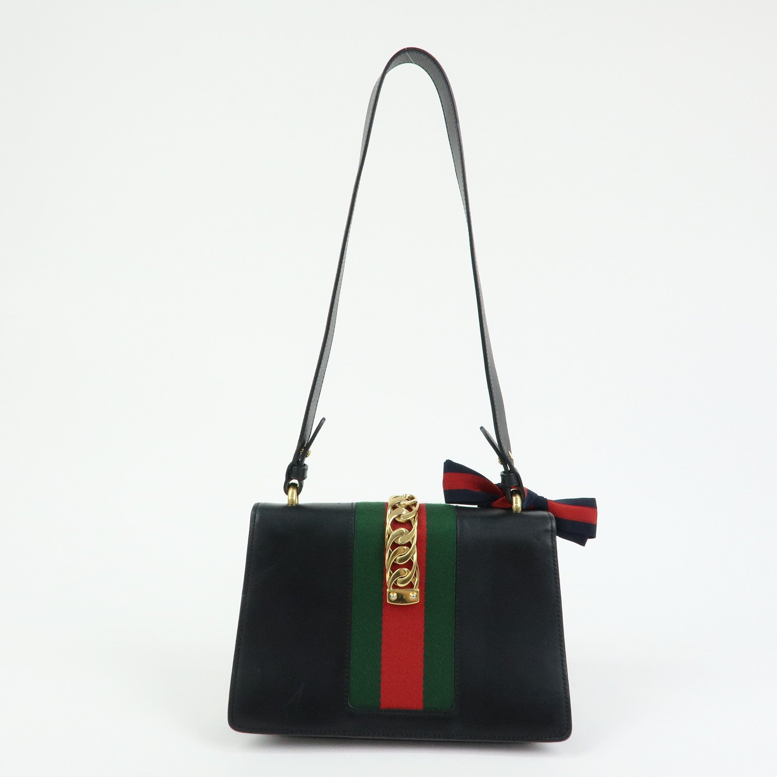 Gucci Sylvie Sherry Leather Shoulder Bag Crossbody Bag Black 421882