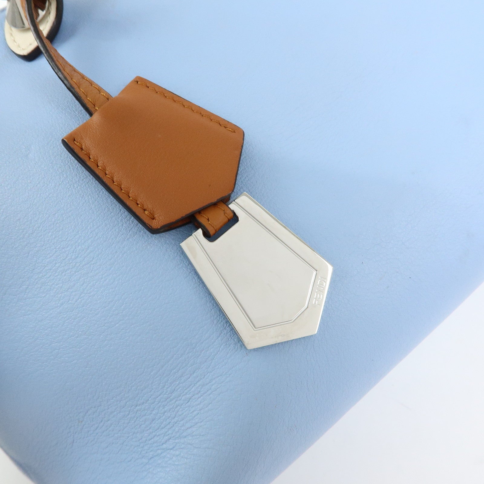 FENDI By The Way Medium Leather 2Way Bag Hand Light Blue 8BL146