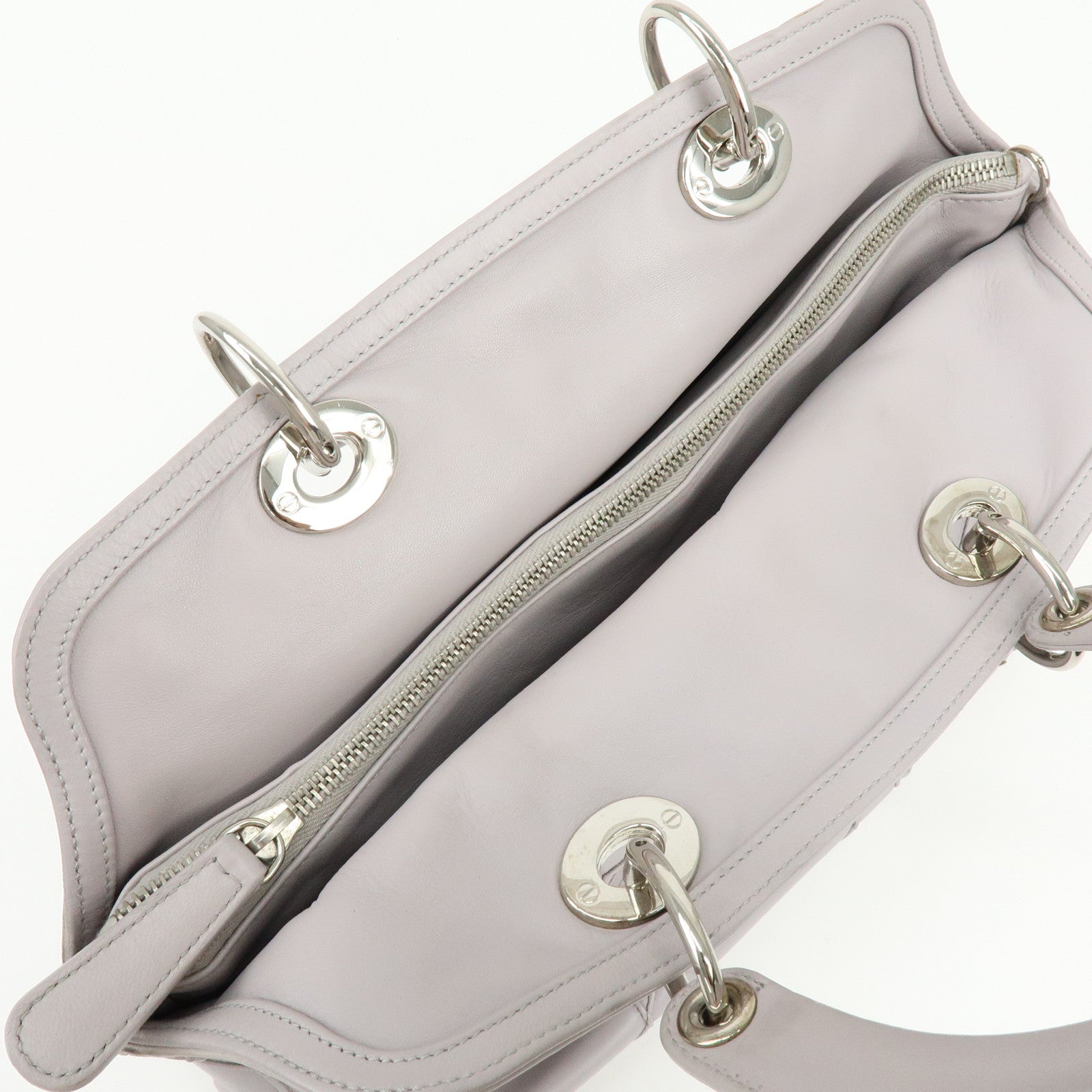 Christian Dior Granville Cannage Leather 2Way Hand Shoulder Bag Purple