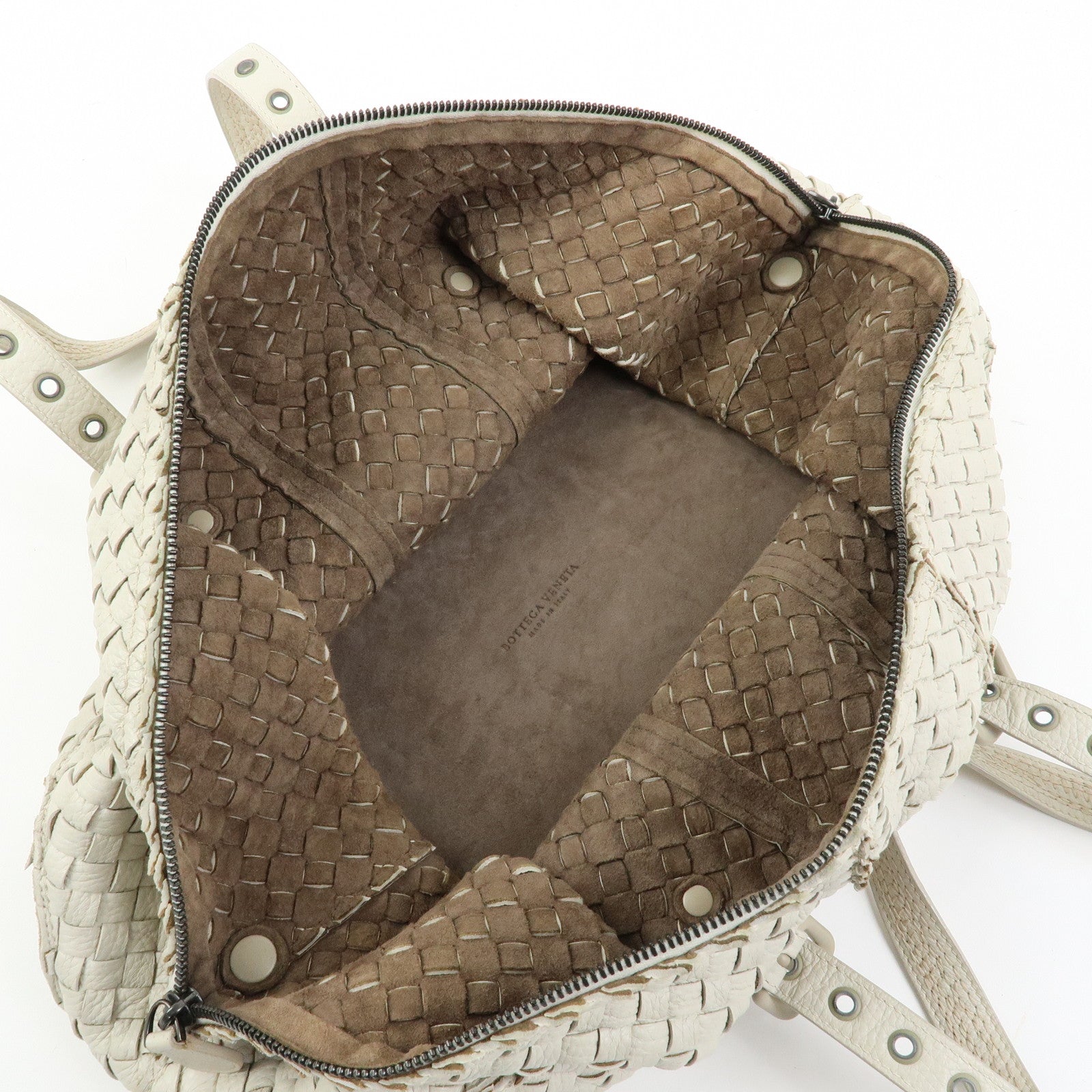 BOTTEGA VENETA Intrecciato Leather Shoulder Bag Hand Bag Ivory