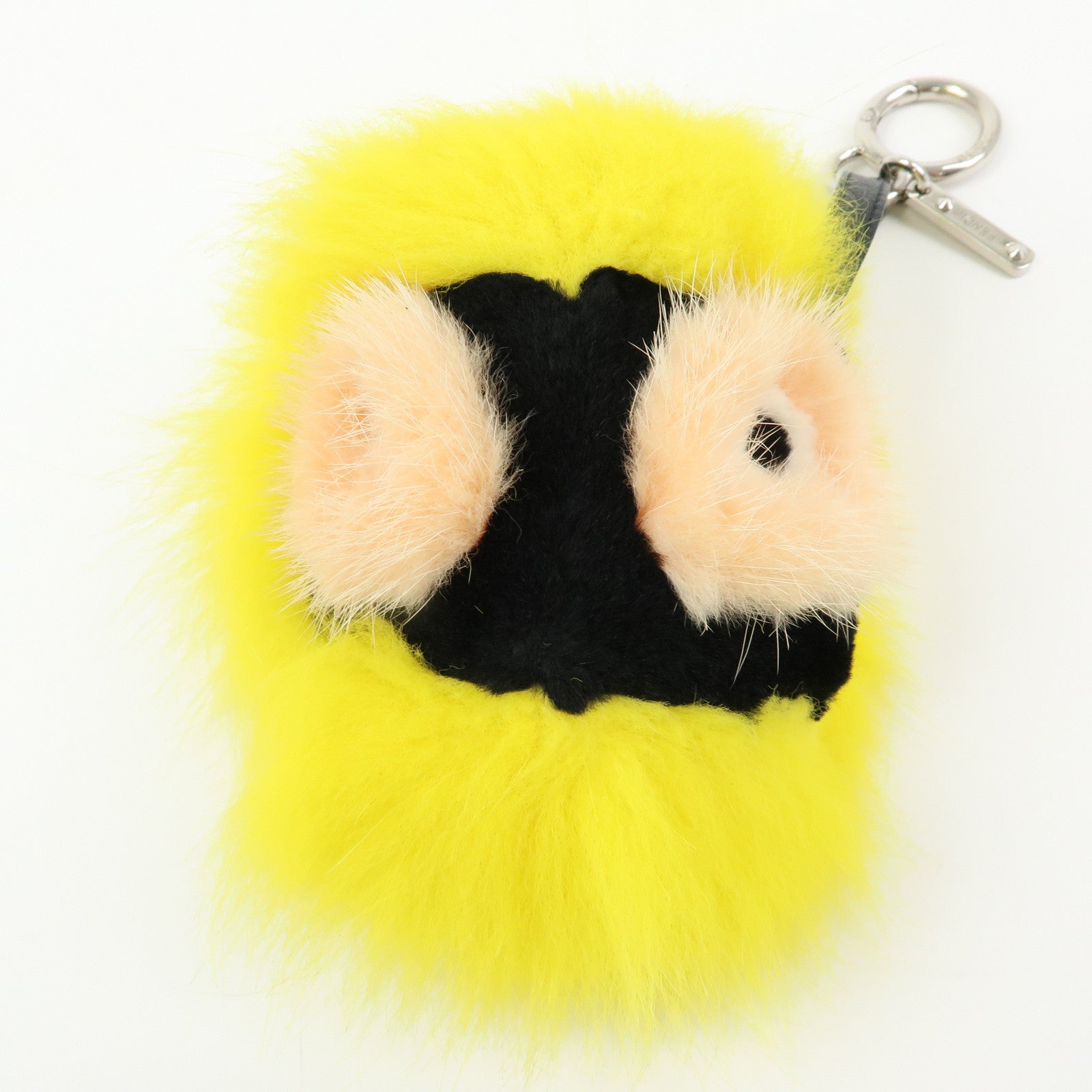 FENDI Monster Fur Leather Bag Charm Key Chain Yellow Black