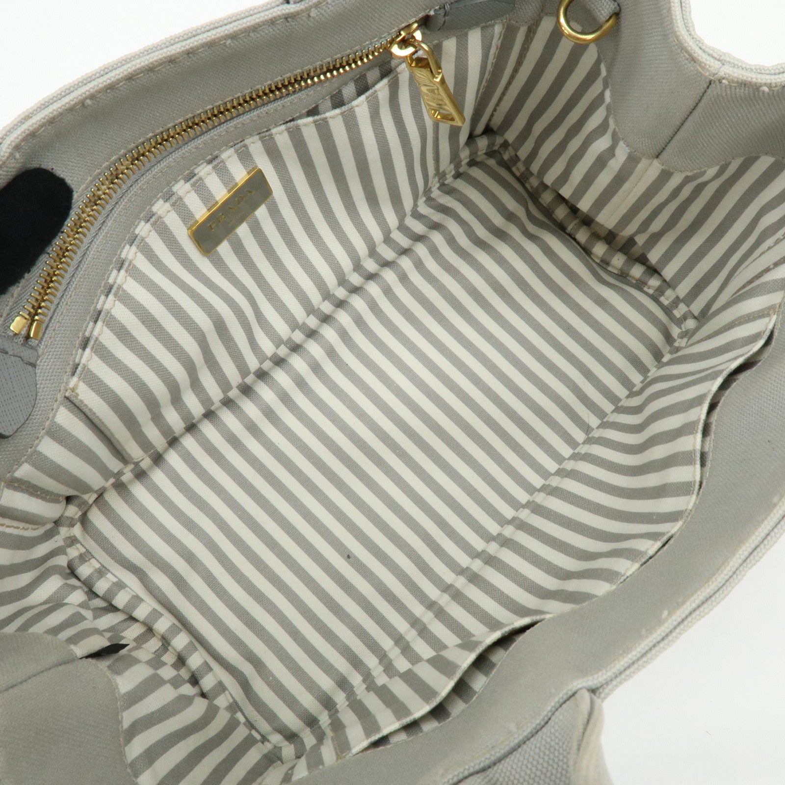 PRADA Canapa Mini Canvas 2Way Bag Hand Bag Shoulder Bag Gray 1BG439