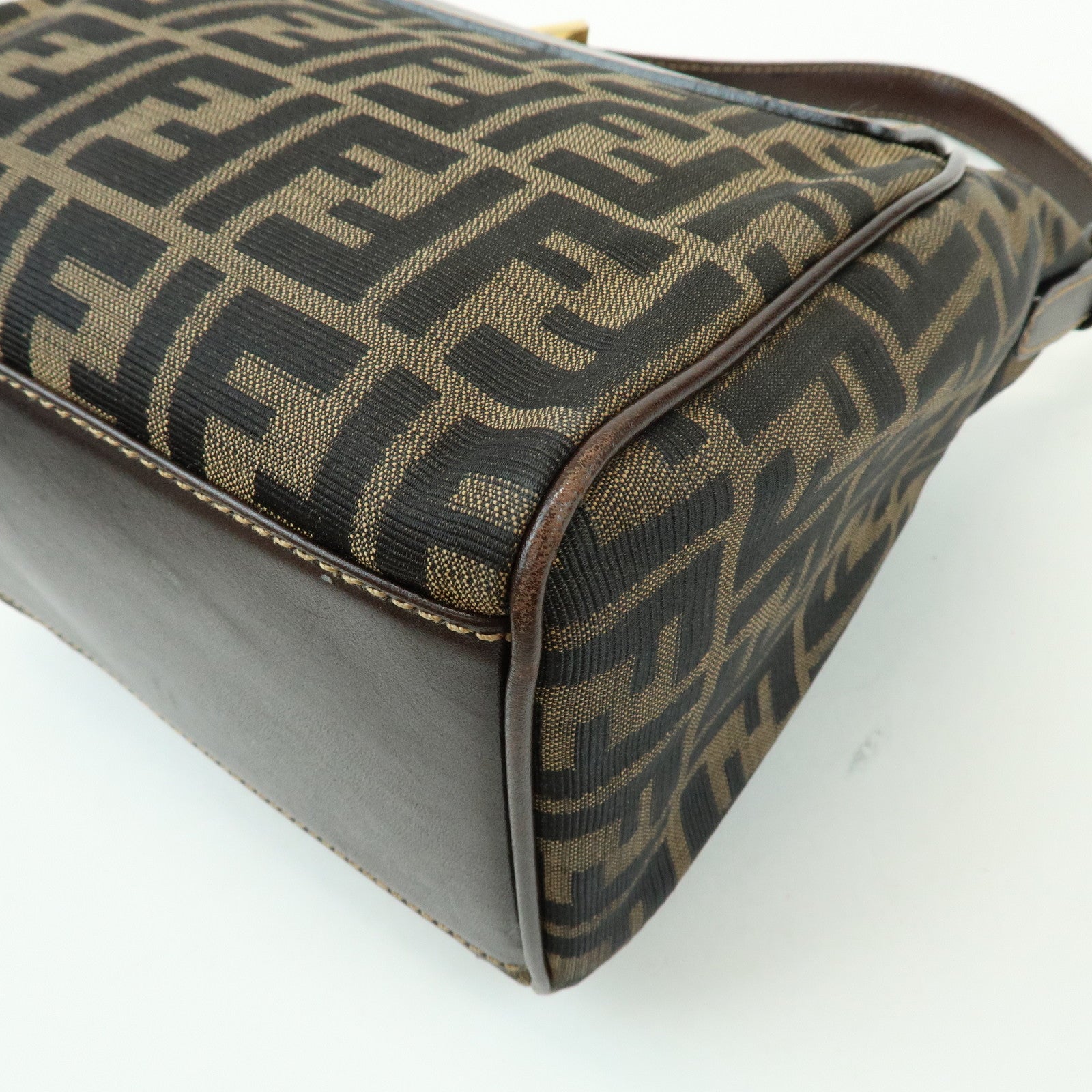 FENDI Zucca Canvas Leather Hand Bag Shoulder Bag Brown 15214