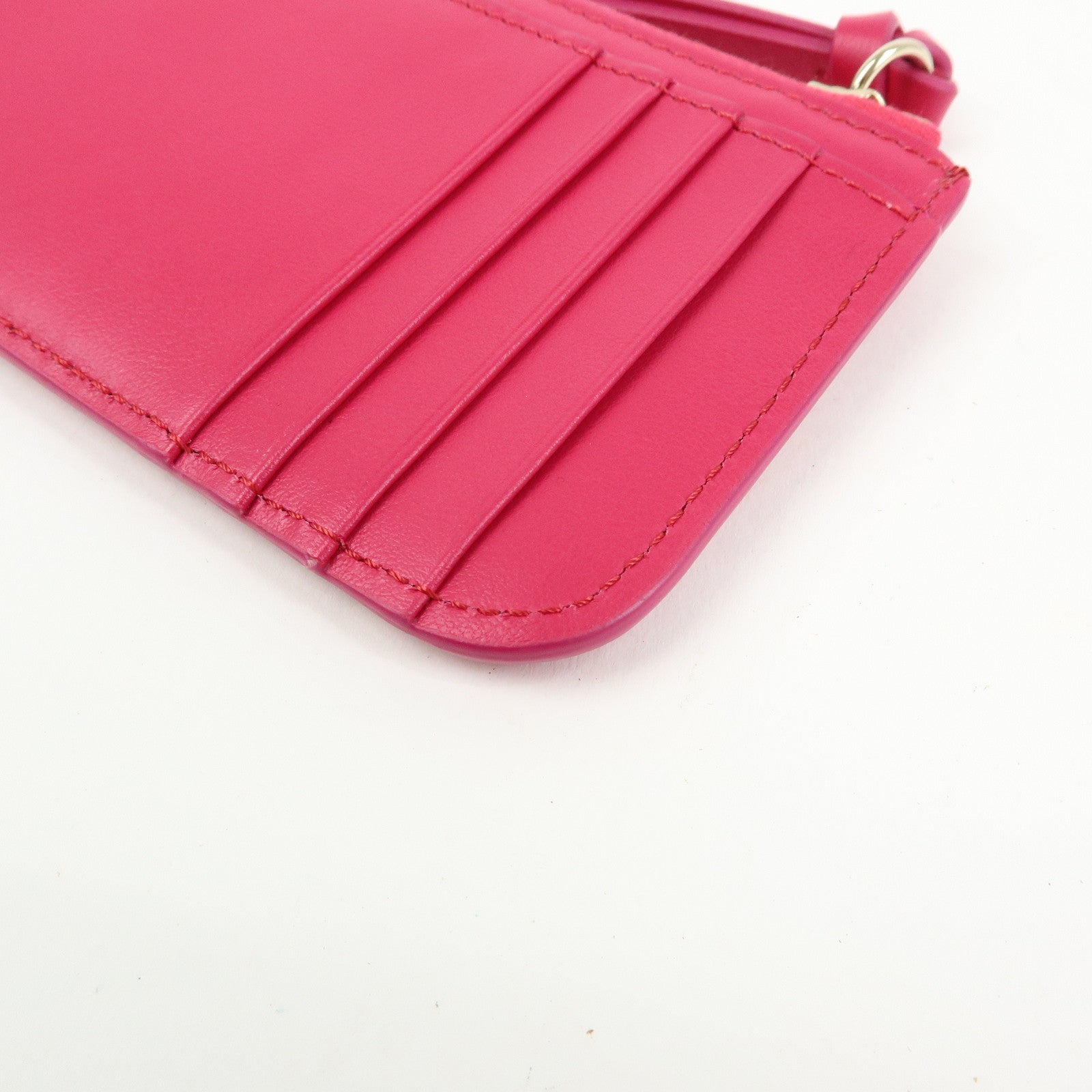 Chloe Logo Leather Card Case Key Case Pink